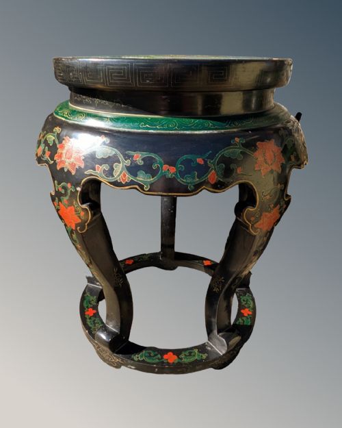 PAIR OF ANTIQUE CHINESE LACQUER AND CLOISONNE SIDE TABLES - ADDITIONAL PHOTO 7
