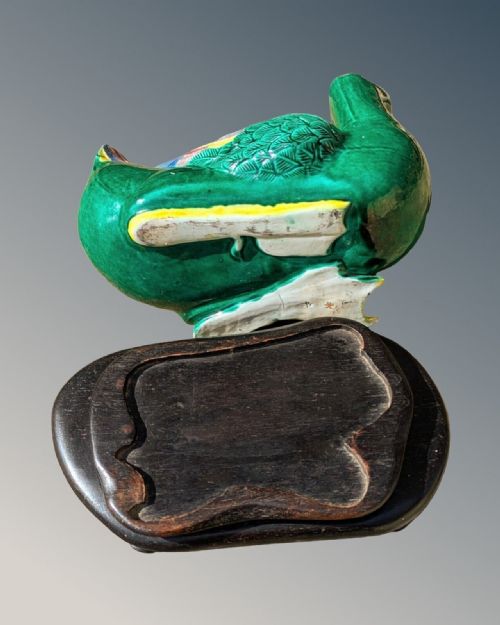 GOOD LARGE PAIR CHINESE PORCELAIN DUCKS MING STYLE SANCAI GLAZE - ADDITIONAL PHOTO 8