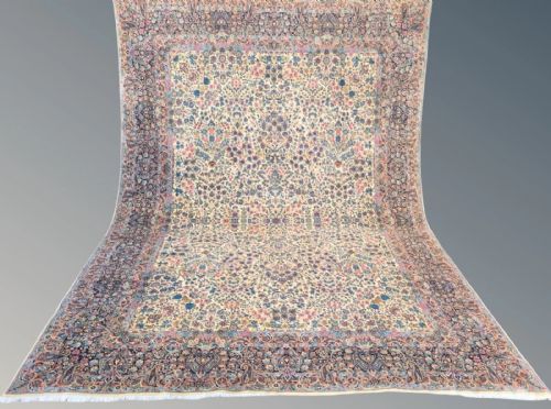 GOOD ANTIQUE KIRMAN CARPET ROOM SIZE 490 CMS BY 338 CMS - ADDITIONAL PHOTO 2