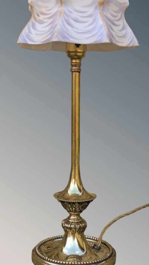 Pretty Antique Brass Table Lamp View V
