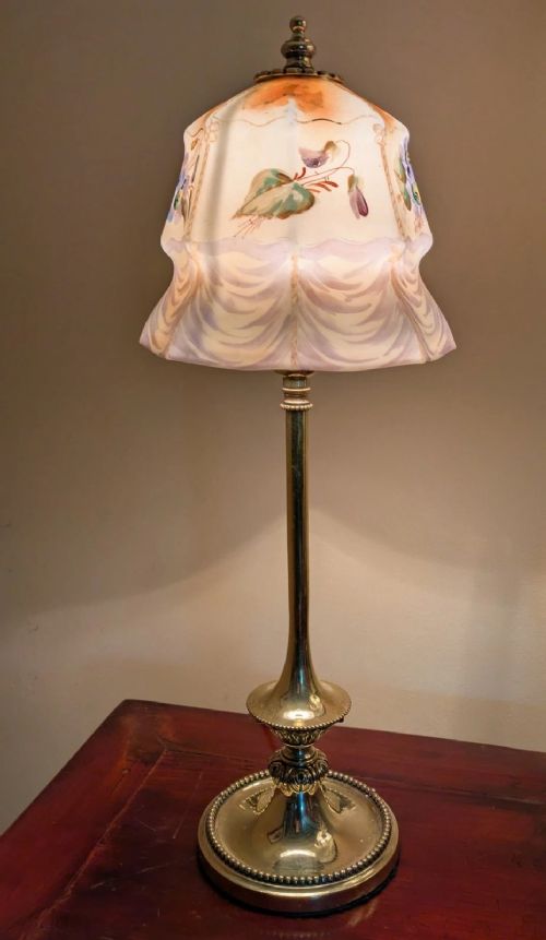 Pretty Antique Brass Table Lamp View VI