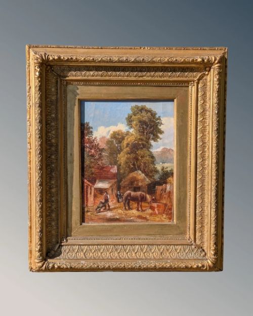 Oil Painting Farmstead by Strafford Newmarch 1874
