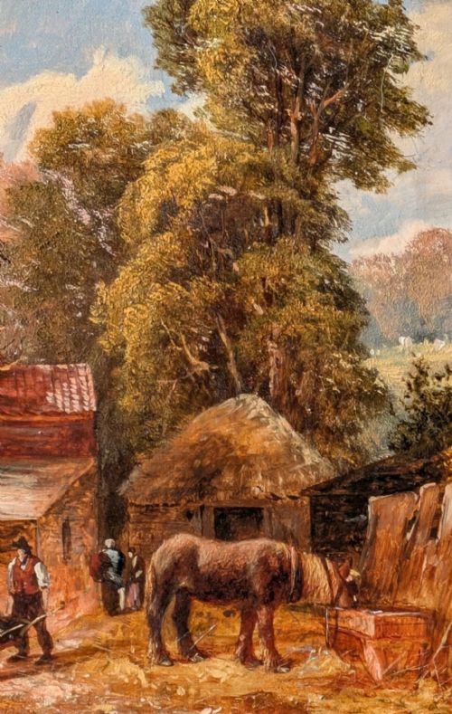 fig 2. Oil Painting Farmstead by Strafford Newmarch 1874