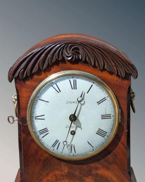 19TH CENTURY MAHOGANY BRACKET CLOCK FUSEE MOVEMENT SPURGE DUNMOW - ADDITIONAL PHOTO 2