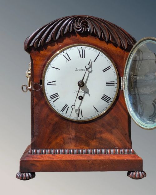 19TH CENTURY MAHOGANY BRACKET CLOCK FUSEE MOVEMENT SPURGE DUNMOW - ADDITIONAL PHOTO 3