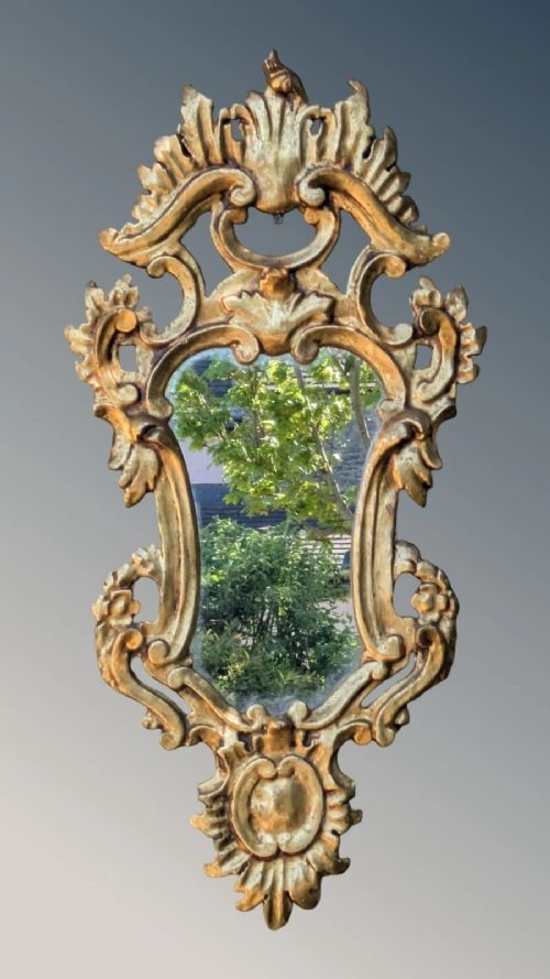 Antique French Gilt Wood Mirror Rococo Design