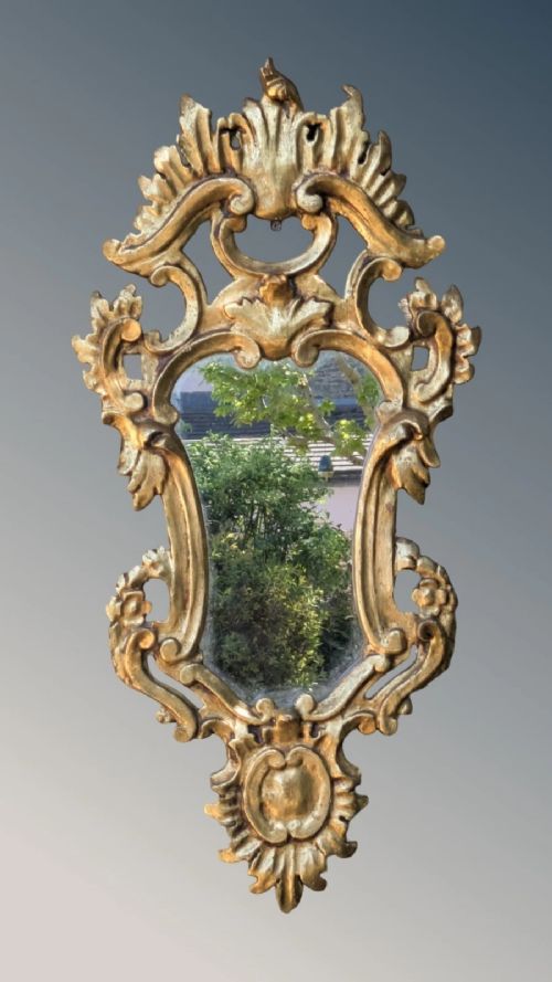 Antique French Gilt Wood Mirror Rococo Design View IV