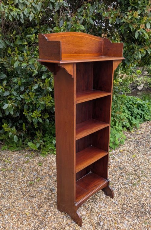 NEAT ANTIQUE INLAID MAHOGANY BOOKCASE - ADDITIONAL PHOTO 1