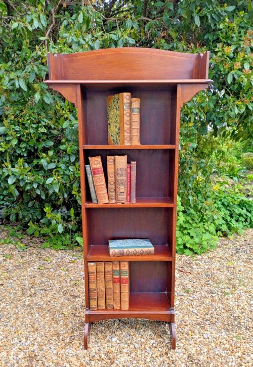 NEAT ANTIQUE INLAID MAHOGANY BOOKCASE - ADDITIONAL PHOTO 2