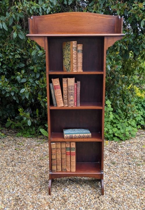 NEAT ANTIQUE INLAID MAHOGANY BOOKCASE - ADDITIONAL PHOTO 6