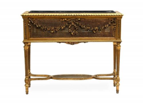 ANTIQUE GILTWOOD AND CANE PLANTER - ADDITIONAL PHOTO 2