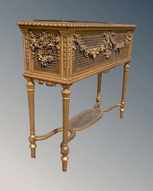 ANTIQUE GILTWOOD AND CANE PLANTER - ADDITIONAL PHOTO 3