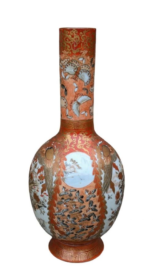 GOOD LARGE ANTIQUE JAPANESE KUTANI VASE - ADDITIONAL PHOTO 3