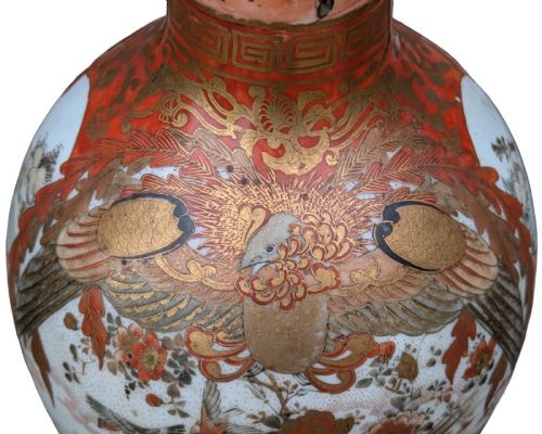 GOOD LARGE ANTIQUE JAPANESE KUTANI VASE - ADDITIONAL PHOTO 4