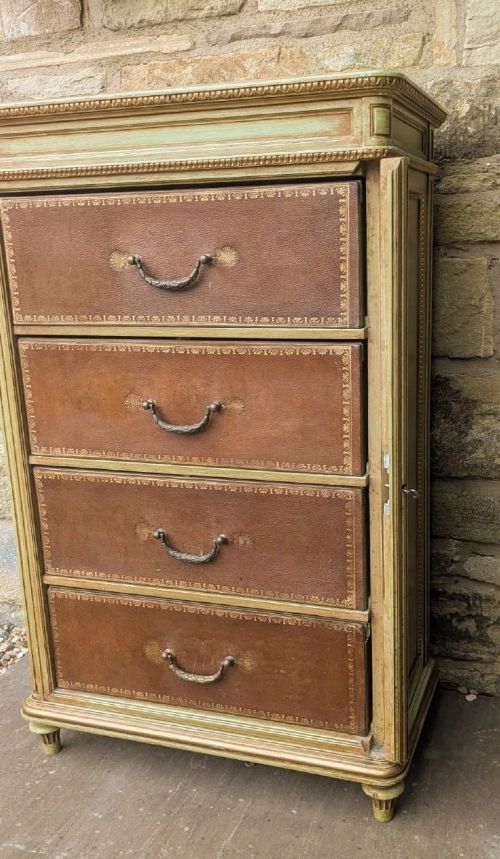 Neat French Chest Leather Drawers View IX
