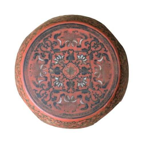 CHINESE RED LACQUER BARREL STOOL - ADDITIONAL PHOTO 3