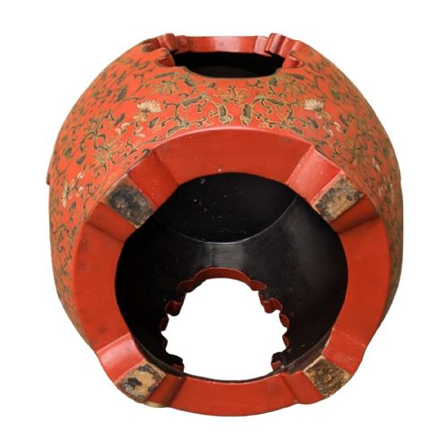 CHINESE RED LACQUER BARREL STOOL - ADDITIONAL PHOTO 6