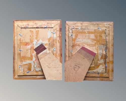 PAIR OF ANTIQUE LEATHER FRAMES - ADDITIONAL PHOTO 4
