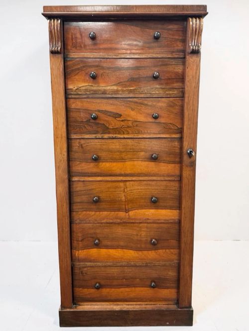 ANTIQUE ROSEWOOD WELLINGTON CHEST - ADDITIONAL PHOTO 1