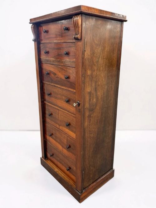 ANTIQUE ROSEWOOD WELLINGTON CHEST - ADDITIONAL PHOTO 2