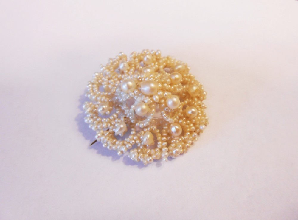 19th Century Seed Pearl Brooch