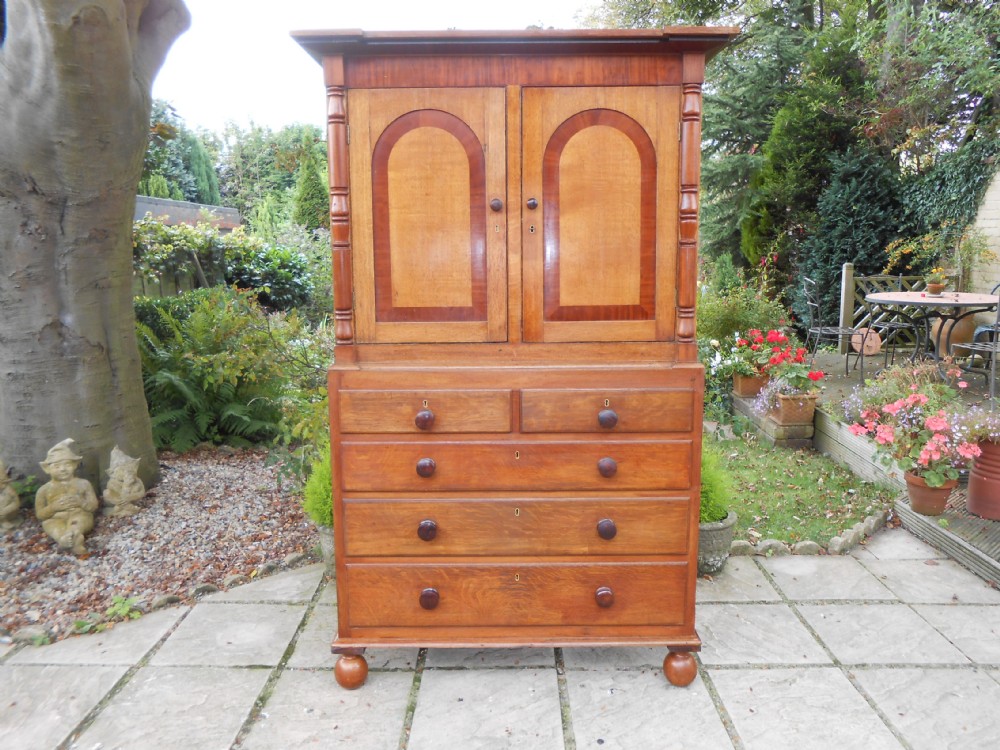 Victorian Golden Oak Press Cabinet