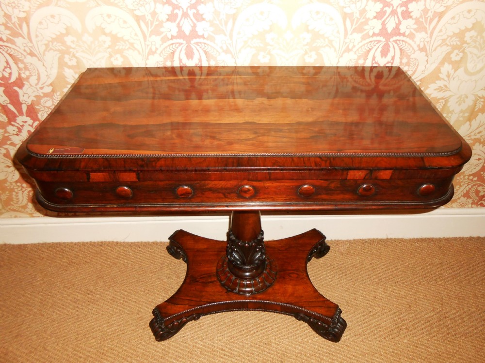 William IV Rosewood Foldover Card Table