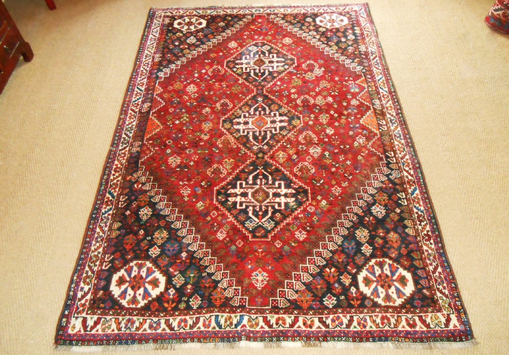 Antique Shiraz Rug, Triple Medallion Design