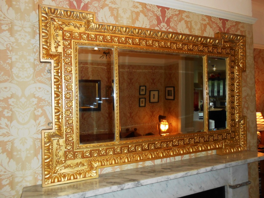 Large Victorian Gilt Overmantle Wall Mirror