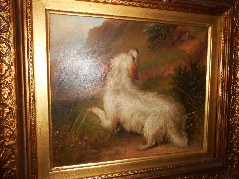 George Armfield (fl.1840-74), Terrier Before a Rabbit Hole, Signed