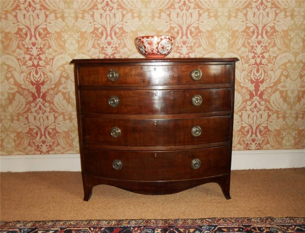 Georgian Regency Style Bow Front Mahogany Chest of Drawers