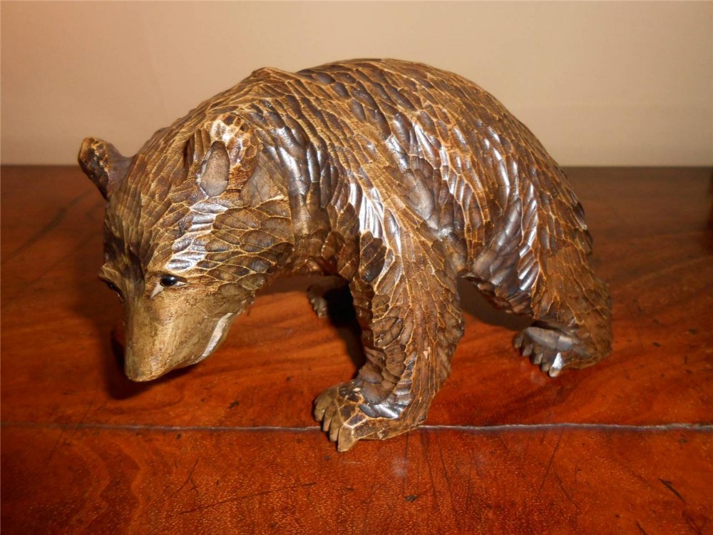 Black Forest Hand Carved Wooden Bear