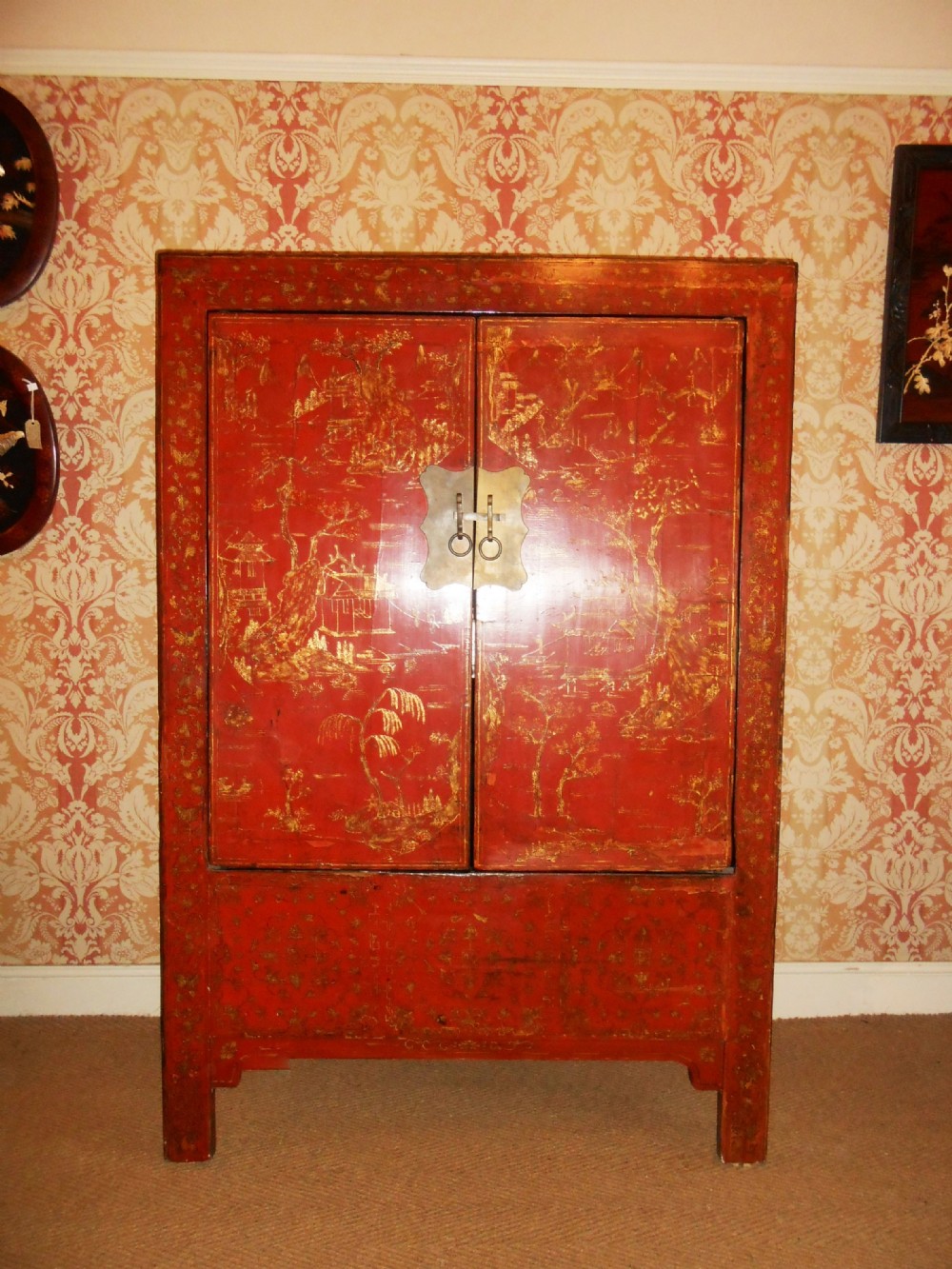 Chinese Gilded Red Lacquer Cabinet, c.1860 Shanxi Province