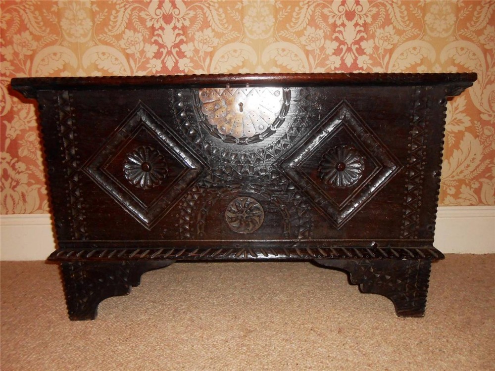 17th Century Carved Oak Coffer