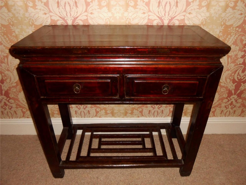 19th Century Chinese Lacquered Elm Side Table