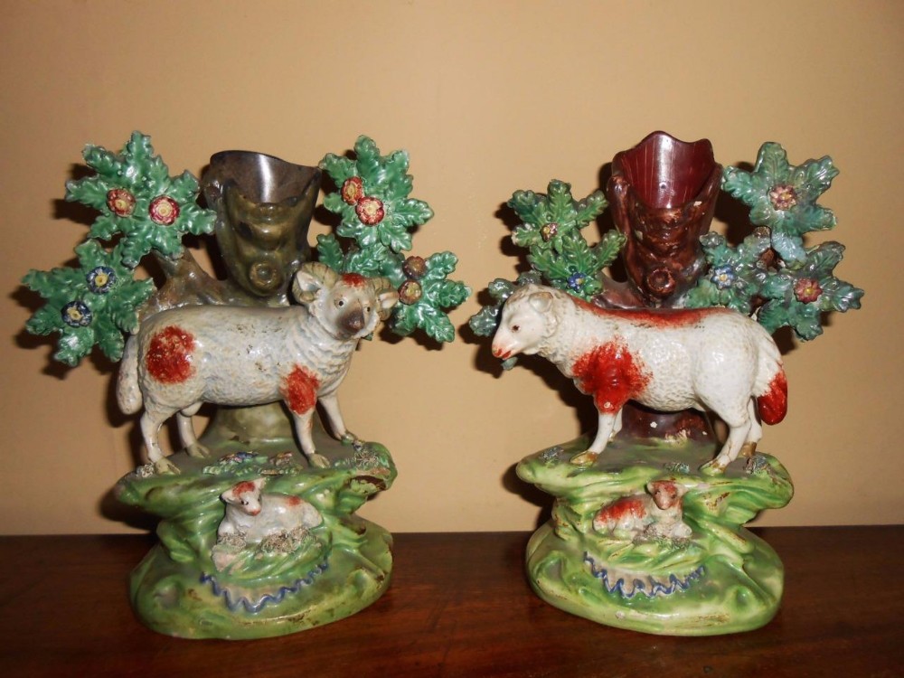 Pair of Walton Staffordshire Pearlware Figures of Sheep