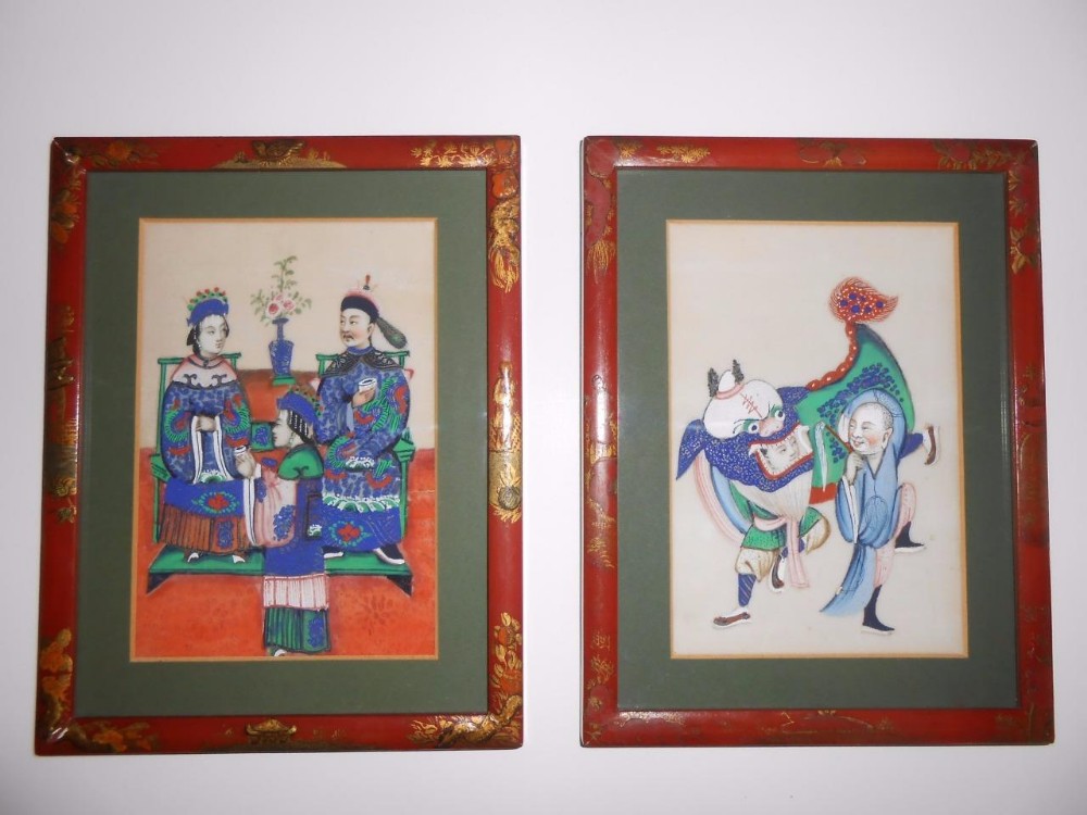 Pair of Chinese Paintings Gouache on Rice Paper