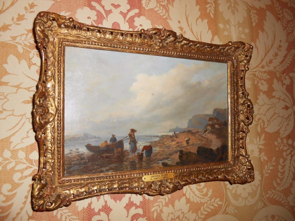 James Syer, Fisher Folk Unloading the Days Catch, Oil Painting Victorian