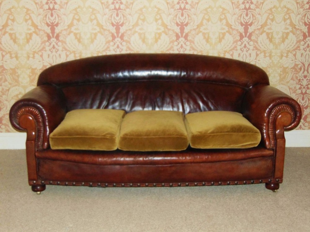 Large Good Quality Early 20th Century Leather Sofa