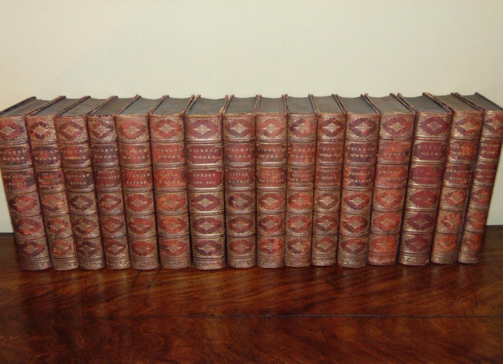 16 Volumes of Charles Dickens 1890 Leather Bound Books