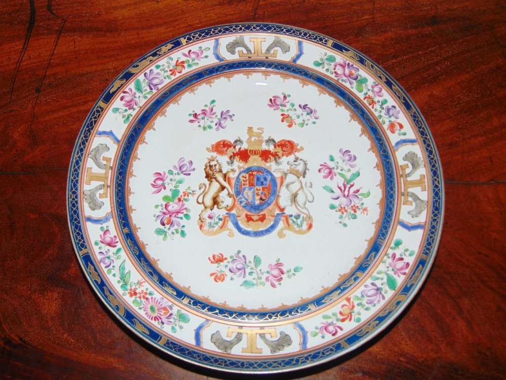 19th Century Hand Painted Samson Armorial Plate