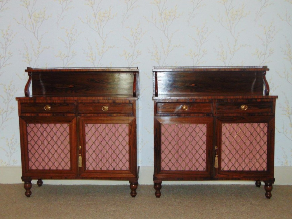 Fine Pair of Regency Rosewood Side Cabinets