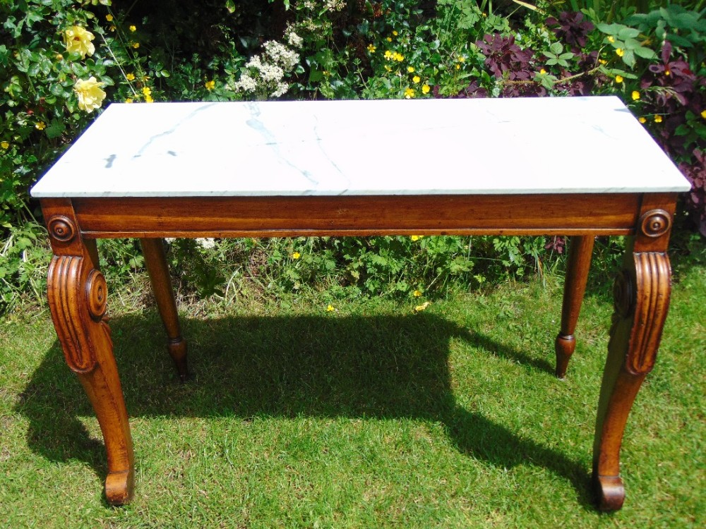 19th Century Scottish Oak Console Table Marble Top