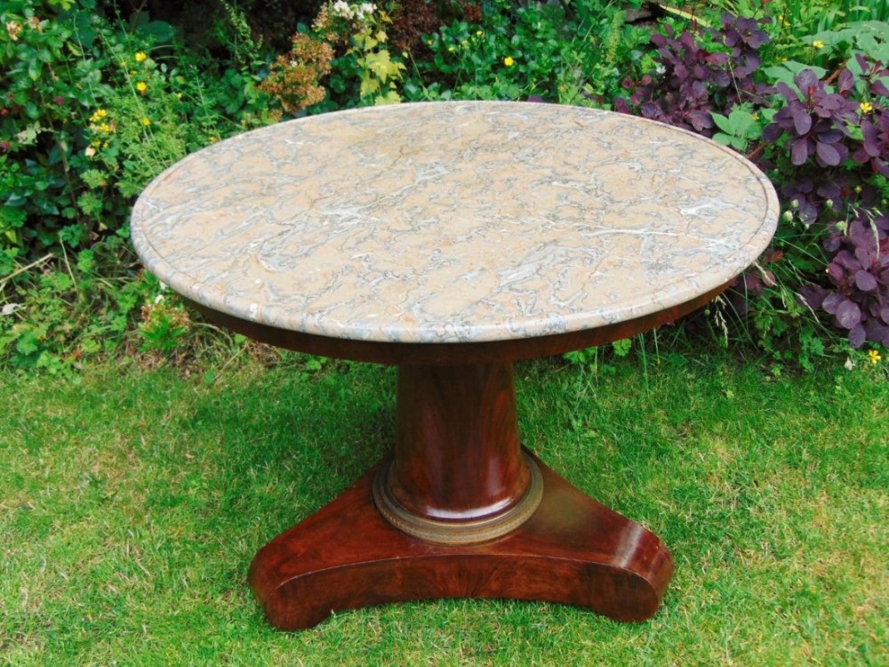 19th Century French Gueridon Circular Marble Topped Table