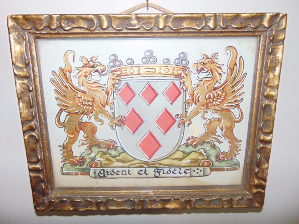 Coat of Arms Early 20th Century Painting Count de Mauny