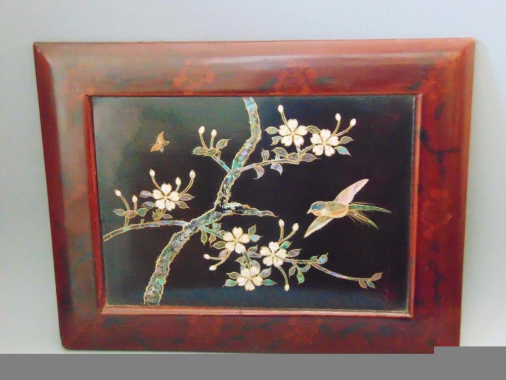 Japanese Meiji Period Lacquer Shibayama Plaque