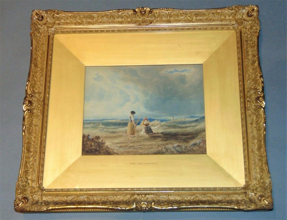 Hay Harvest 19th Century Watercolour Painting