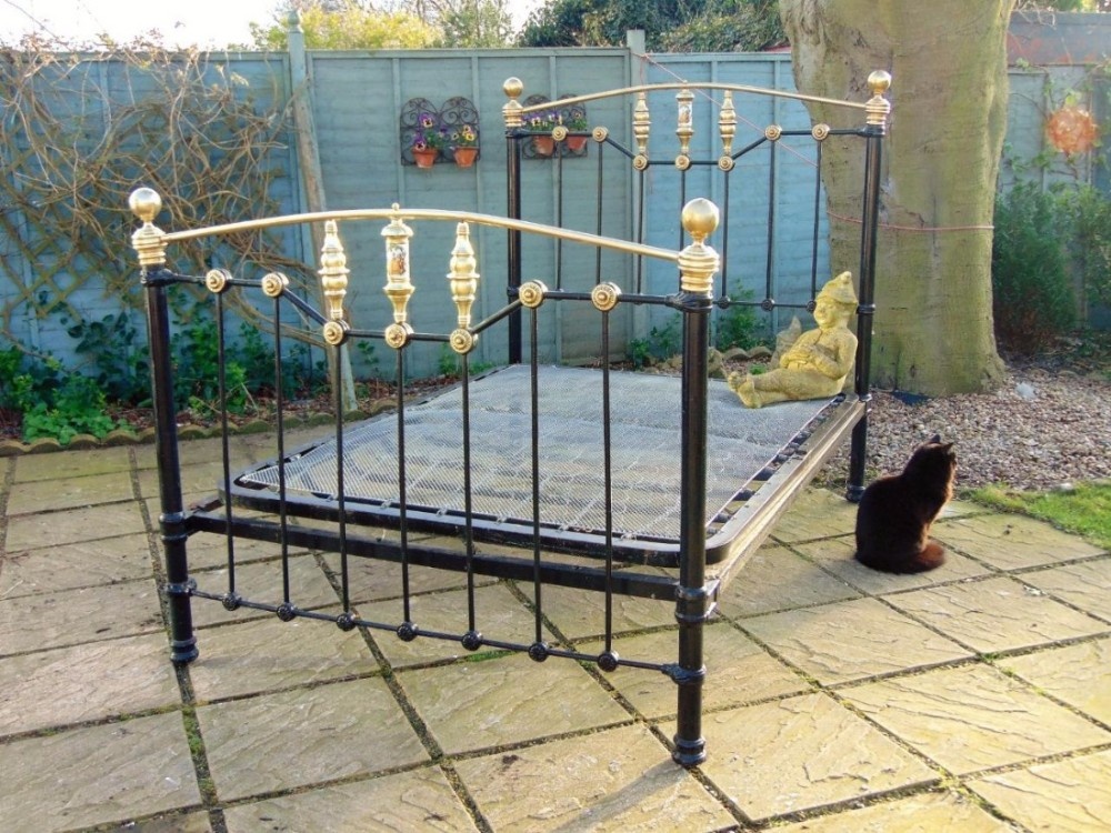 Victorian Cast and Brass Double Bed