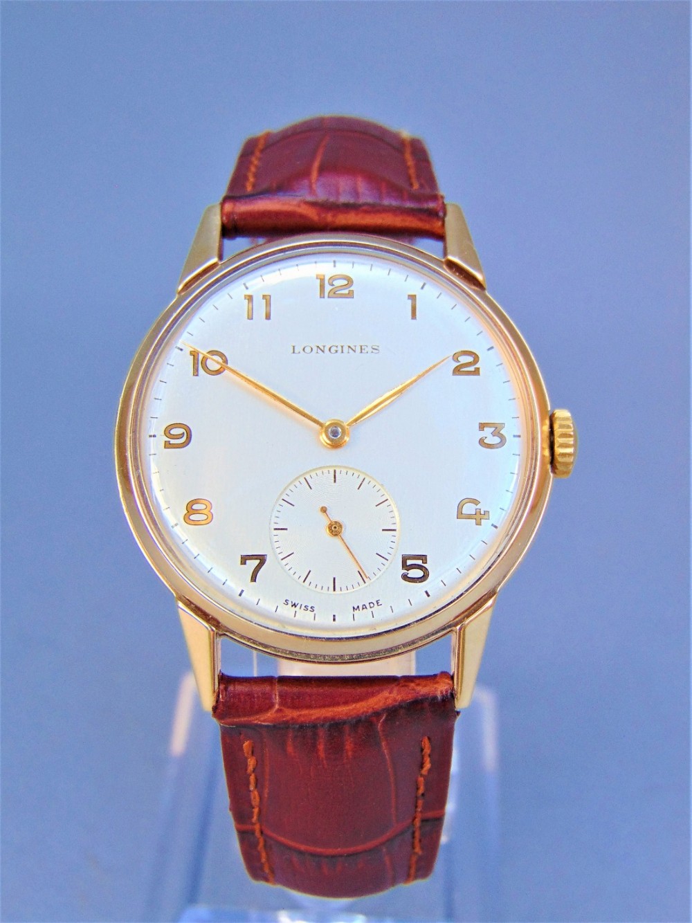 Stylish Gents Longines Vintage 9ct Gold Wristwatch, 1950