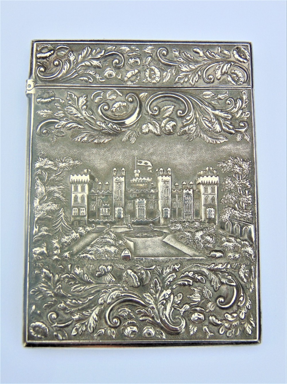 Very Fine Georgian Silver Castle Top Card Case, Nathaniel Mills 1827